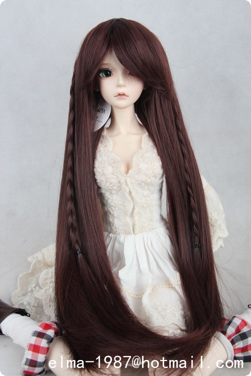dark brown long braids wig for bjd 1/3,1/4,1/6 doll - Click Image to Close